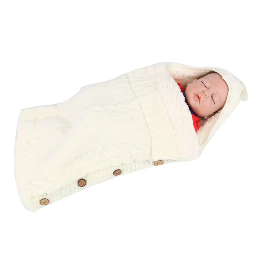 

Knit Baby Robes Sleeping Bag Button Newborn Wrap Blanket Swaddling Stroller Wrap Baby Swaddle Wrap Swaddle Sleeping Bag
