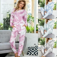 new casual tie dye printed pajamas fallwinter long sleeved home wear pijamas women pajamas for women sleep tops night gown