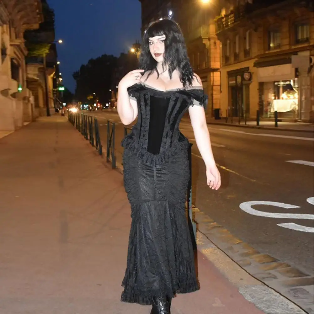 Костюм для Хэллоуина вечерний кружевной корсет топы женщин с открытыми плечами