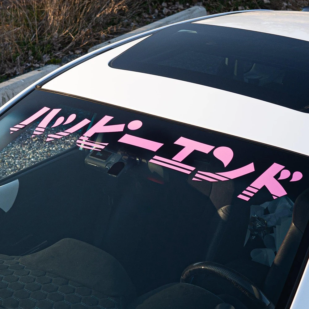 

40 дюймов Happy in японский автомобильный баннер на лобовое стекло, тюнинговые наклейки и наклейки, украшения в японском стиле, аксессуары