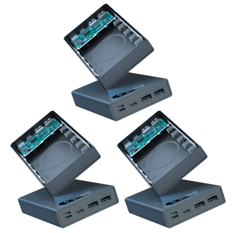 

HOT-3Pcs 5 X 18650 Mobile Power Box Detachable 18650 Battery Holder Charging Box Charging QC 3.0 PD DIY Shell-6