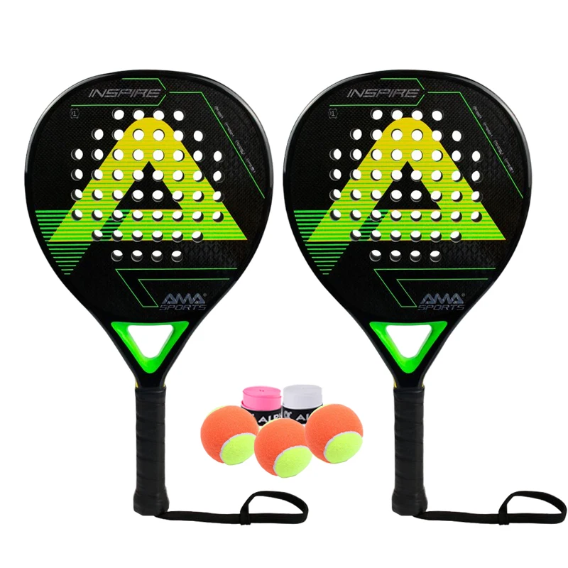 

Professional Padel Racquet 3K Carbon Tennis Soft Face Racquet with 3 Balls + 2 Grip Tape Paddle Racket