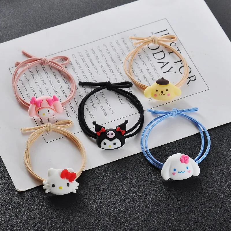 

50 шт. милый Sanrio Hellokitty Mymelody Kuromi Purin Cinnamoroll милый Коричный мультяшный шнурок для волос оптом