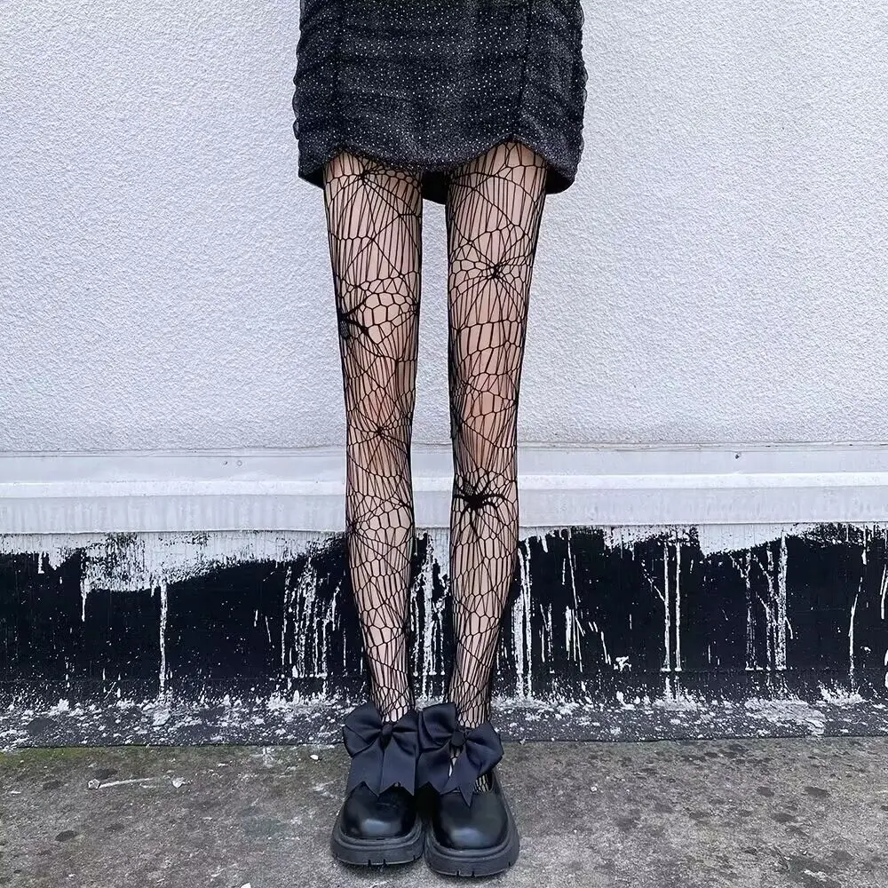 

Classic Lolita Hollowed Out Lace Mesh Stockings Bottomed Pantyhose Women Sexy Japanese Girls Gothic Punk Retro Spider Web Tights