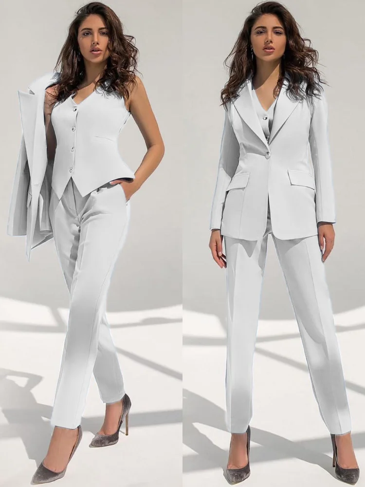 Red Carpet Fashion Blazer Suit Ladies Business Pants Suit Casual Ladies Club Party Wedding Suit (Jacket+Vest+Pants) 3 Pieces