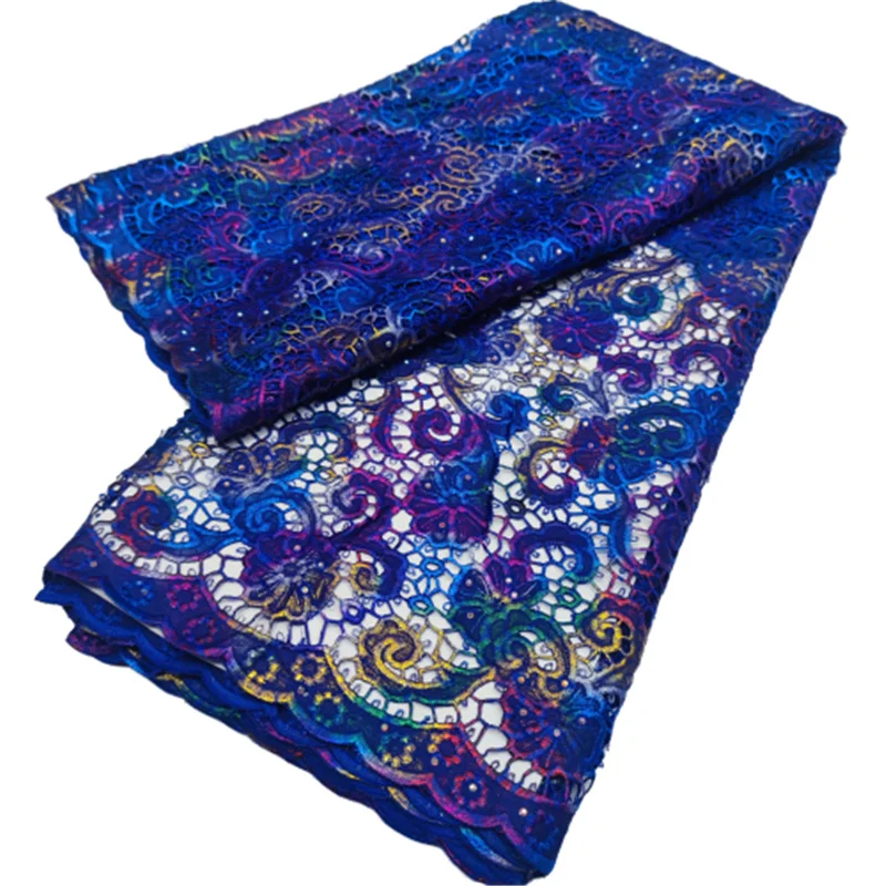 

Королевский синий африканский кружевной материал с блестками 2022 нигерийское строчко французское Тюлевое кружево для свадебных платьев