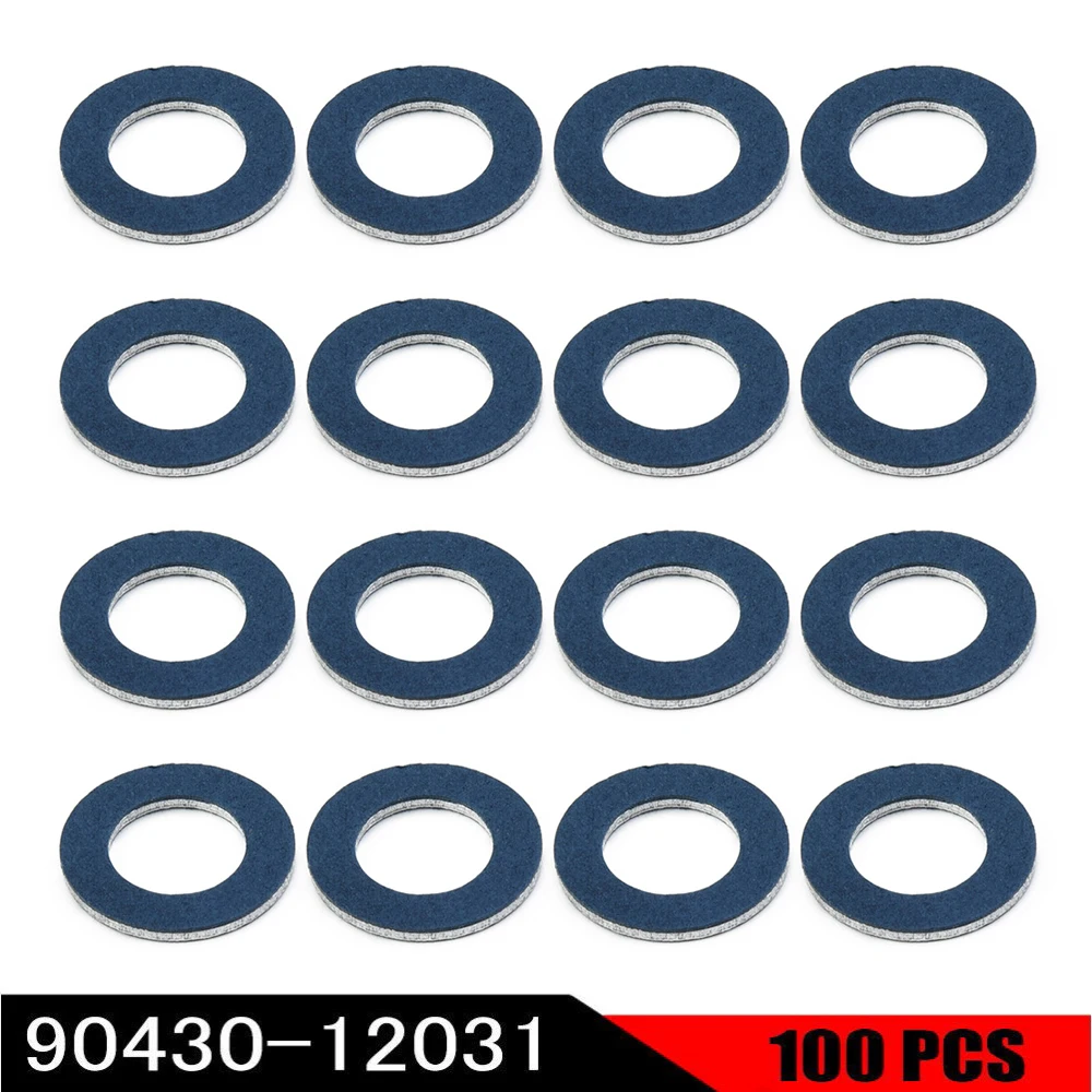 

100pcs/set Car Oil Drain Sump Plug Washers Gasket Hole Auto Replacement Accessories For Toyota OE90430-12031 12mm