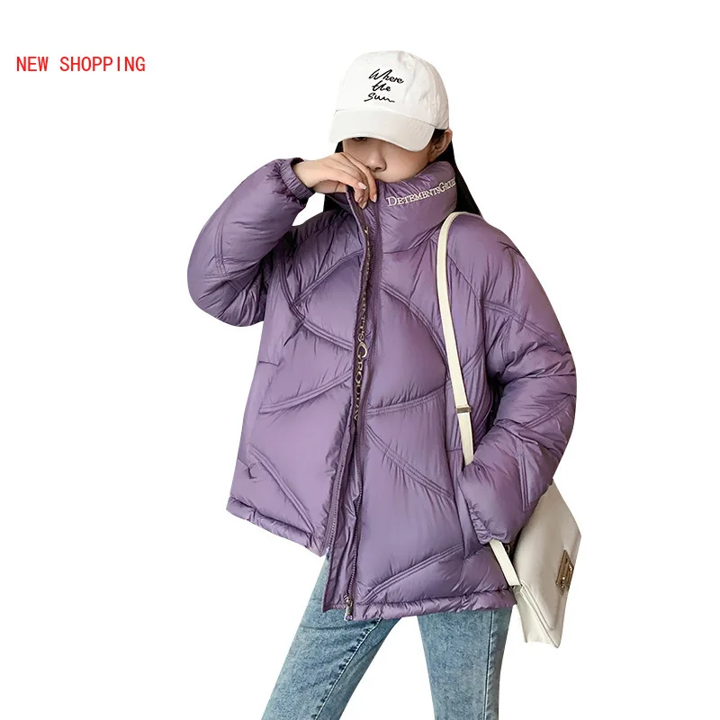 Slim Down Jacket Woman Winter Parkas Temperament Korean Women Cotton Coats Long Sleeve Stand Collar Loose Bread Jackets Overcoat
