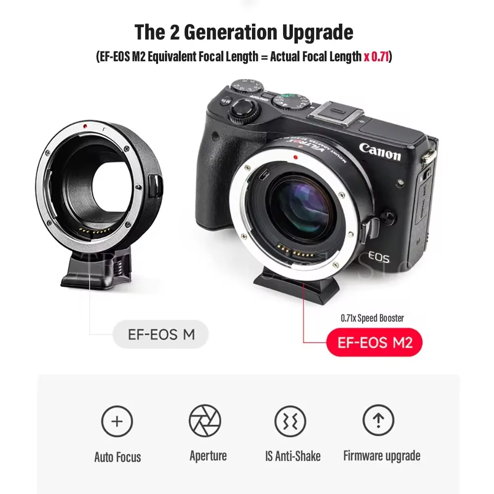 Адаптер для объектива Viltrox EF -EOS M M2 автофокус 0 71x фокусный редуктор усилитель