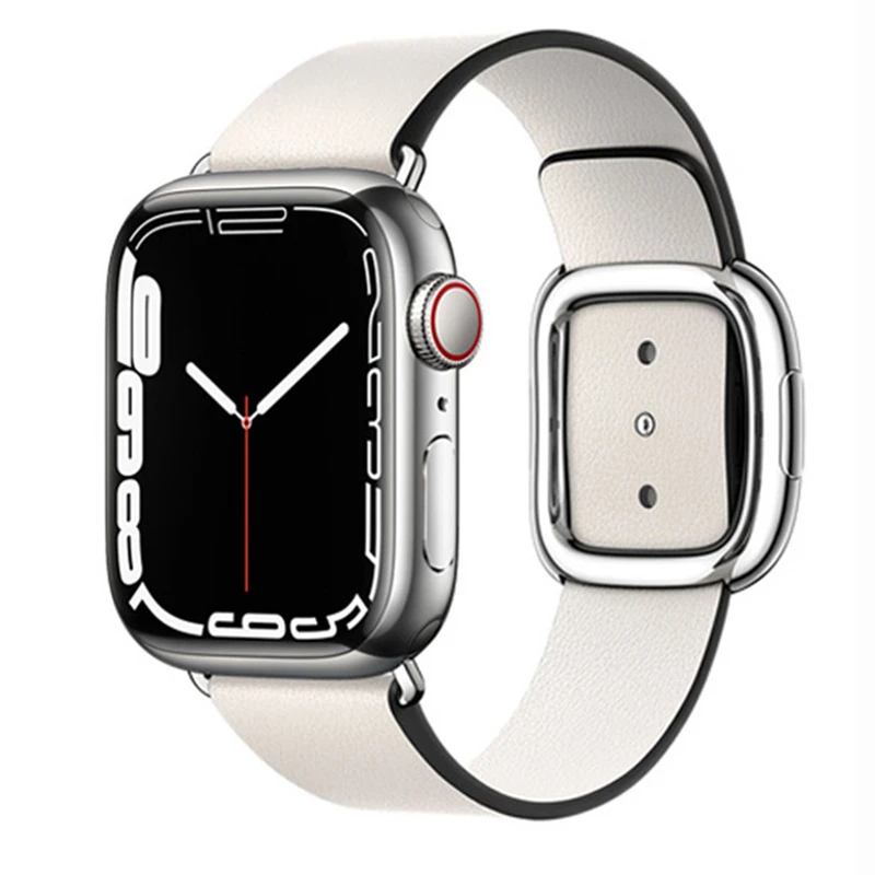Leather Strap for Apple watch band 45/44/42mm 38/40/41mm modern Style Buckle Leather Bracelet wrishband iWatch series 7 6 5 4 se