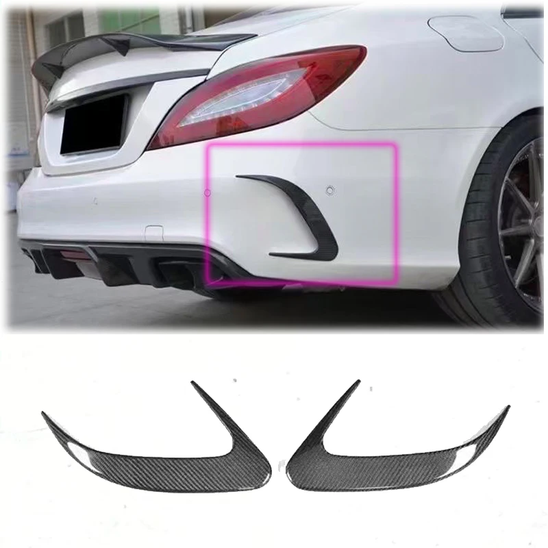

For Mercedes-Benz CLS-Class W218 CLS400 CLS63 Real Carbon Fiber Car Rear Splitter Canards Aprons Wind Knife Sticker Cover