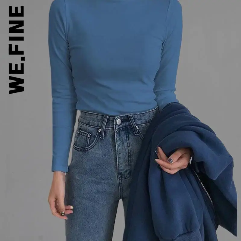 

We.Fine Knitted Turtleneck New Women Sweater Cheap Stylish Sweaters Women Jumper Streetwear Top Women Sweet Simple Female