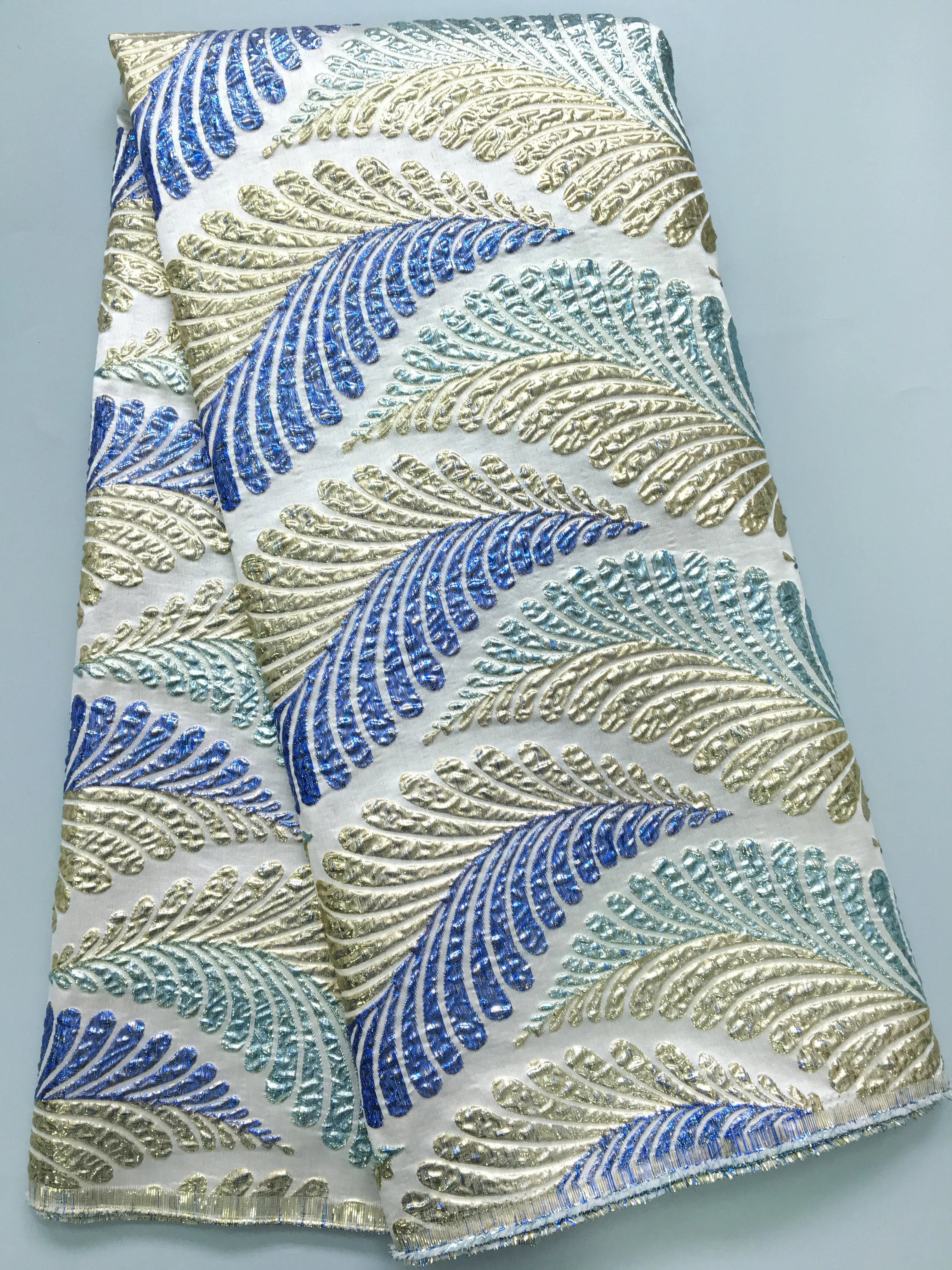 Высококачественная нигерийская жаккардовая парчовая кружевная ткань 2024