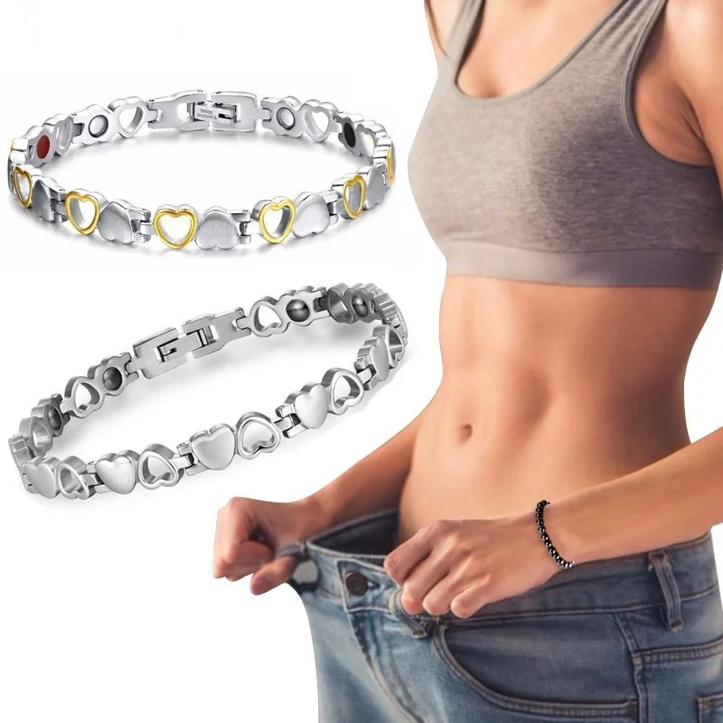 

Healthy Magnetic Slimming Bracelet Fashionable Jewelry for Woman Man Weight Loss Bracelet Link Heart Shape Steel Chain