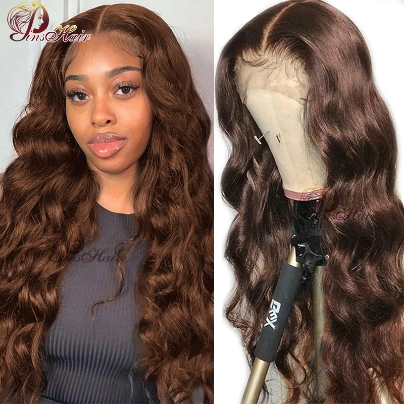 13X4X4/13X1 Transparent Lace Frontal Wig Chocolate Brown Straight Lace Wig Malaysia Human Hair Wigs For Women Brown Remy Wig 180
