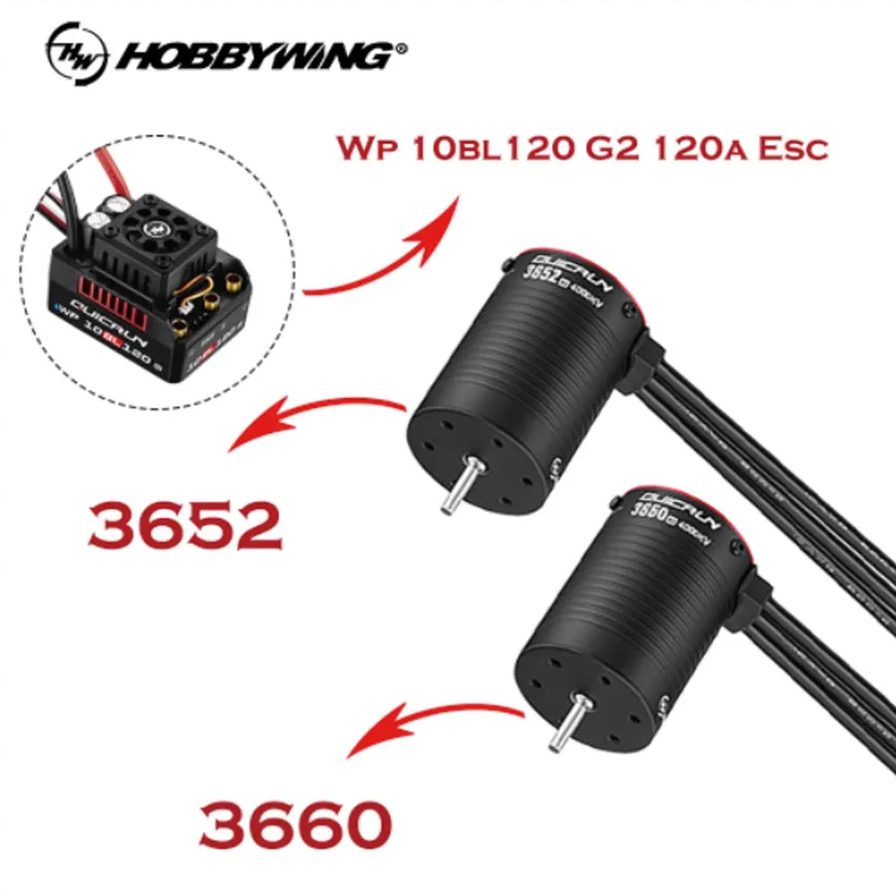 

HobbyWing series QuicRun WP-10BL120 G2 120A ESC and 3652/3660 Brushless Motor 2-3s For 1/10 Rc Model Car Buggy Racing parts