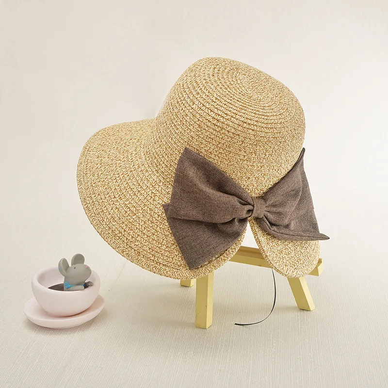 

Olokele 2022 Female Girls Sun Hats Large Brim Straw Hats with Bow Women Bucket Caps Sunshade Protection for Outdoor Beach