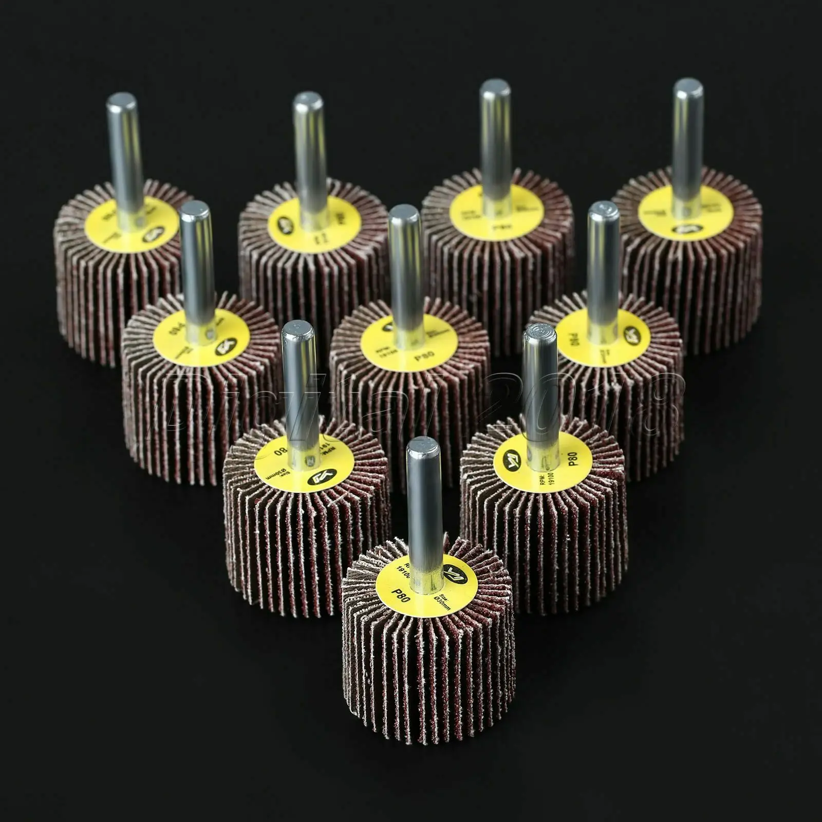 

10pcs Sanding Flap Wheel 80 Grit Sandpaper Disc For Cleaning Metal Flat Contoured Surfaces Burrs Threads Grinding Polishing Tool