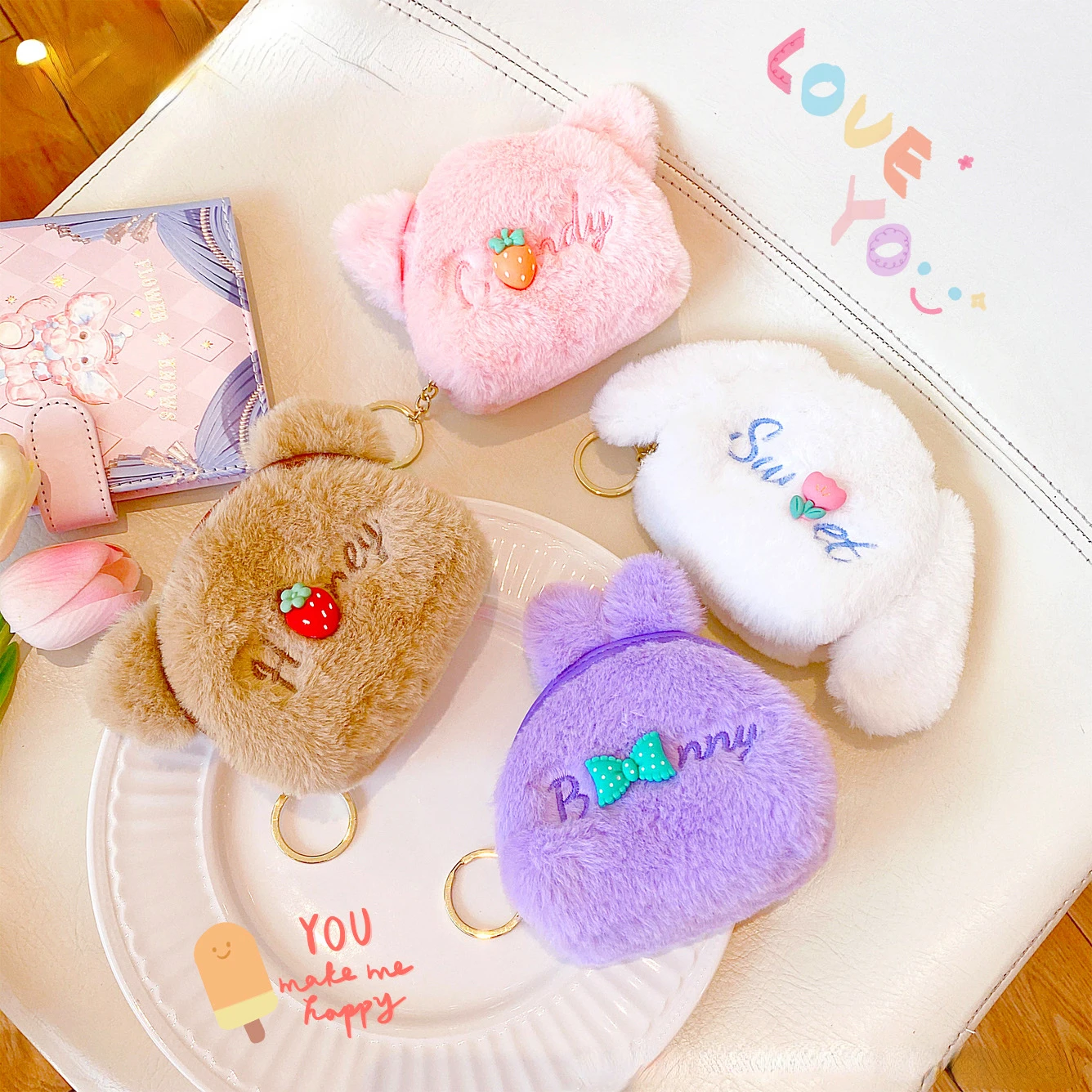 

Cute Plush Coin Wallet Keychain School Bag Pendant Birthday Gift Purses for Women