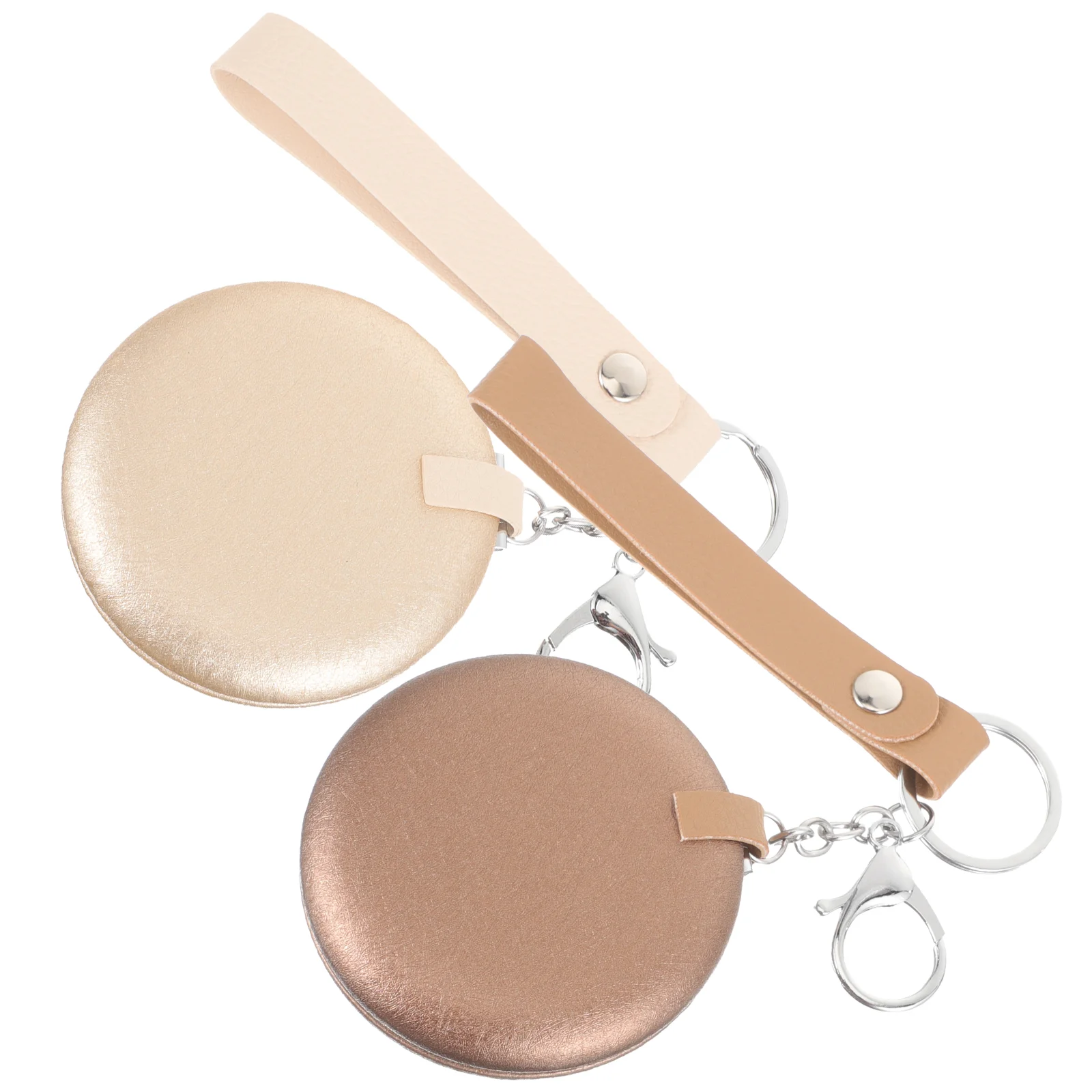 2pcs Handheld Mini Mirror Keychain Pendants Round Cosmetics Mirror Keyring