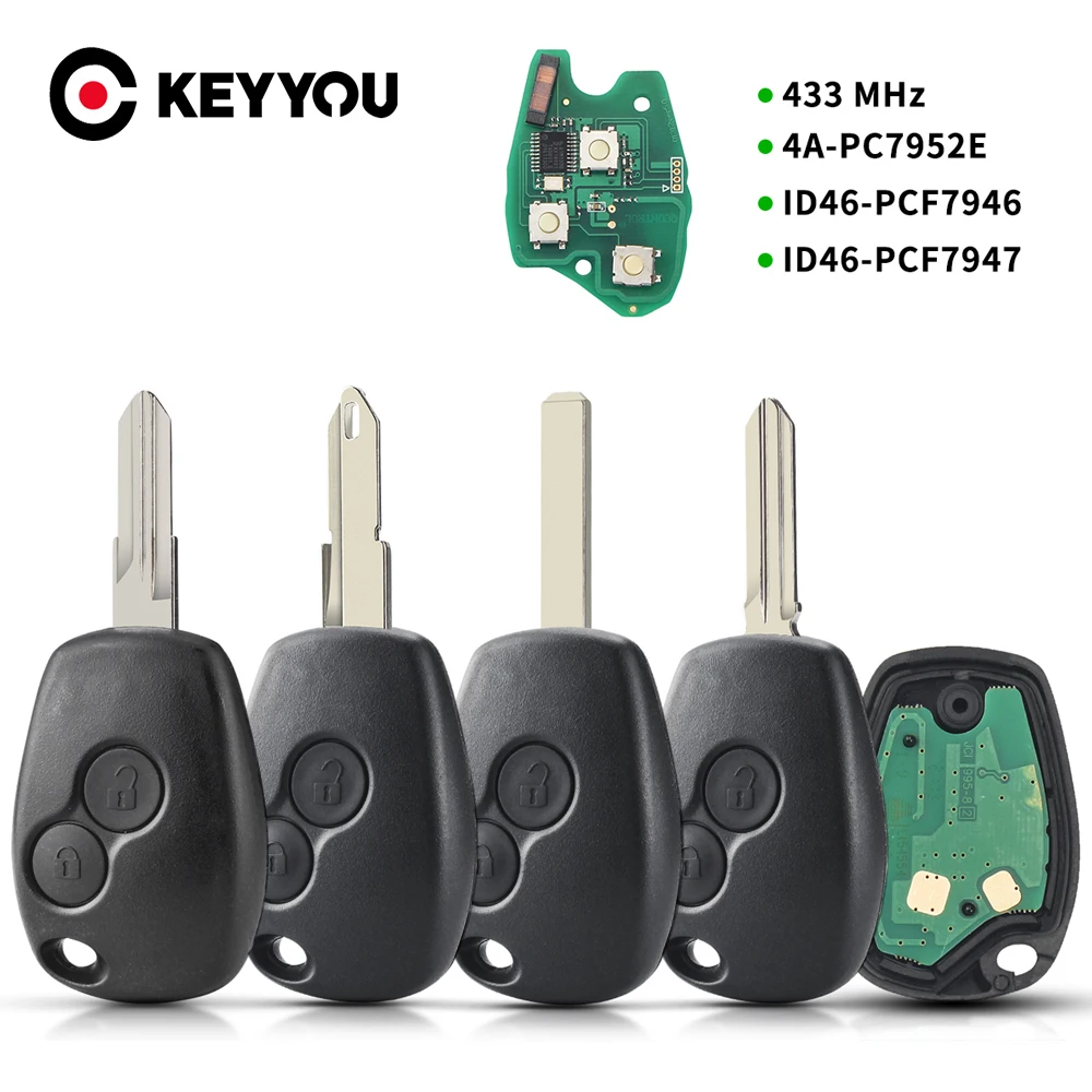 KEYYOU дистанционный Автомобильный ключ для Renault Megan Modus Clio Kangoo Logan Sandero Duster 433 МГц