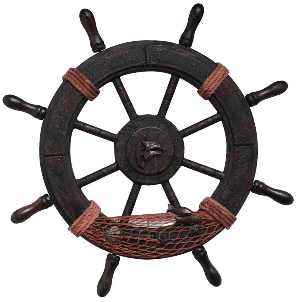 

Wheel Nautical Wall Decor Ship Beach Wooden Hanging Steering Decoration Ornament Rudder Boat Decorations Mediterranean Hometheme
