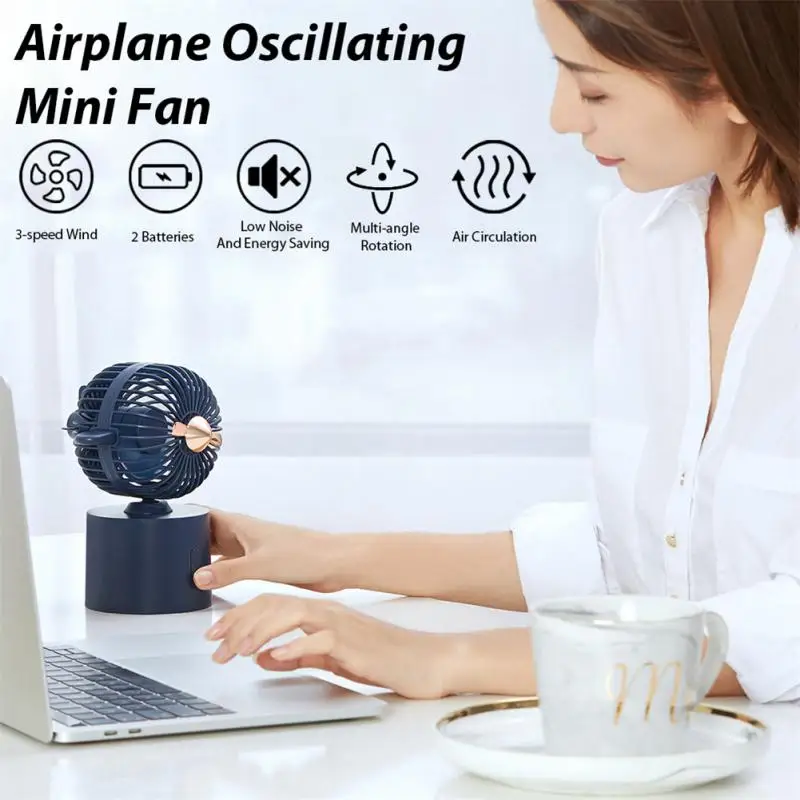 

Hand-held Small Fan Creative Shaking Head Mini Personal Aircraft Home Accessories Table Fan Portable Usb Home Supplies Small Fan