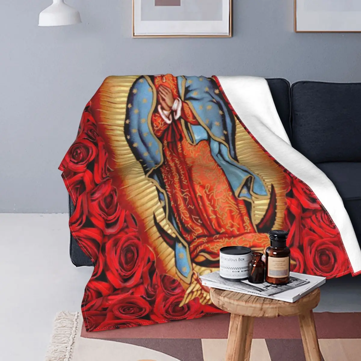 

Christian Catholic Blankets Our Lady of Guadalupe Mexican Virgin Mary Flannel Novelty Warm Throw Blanket for Home Textile Decor