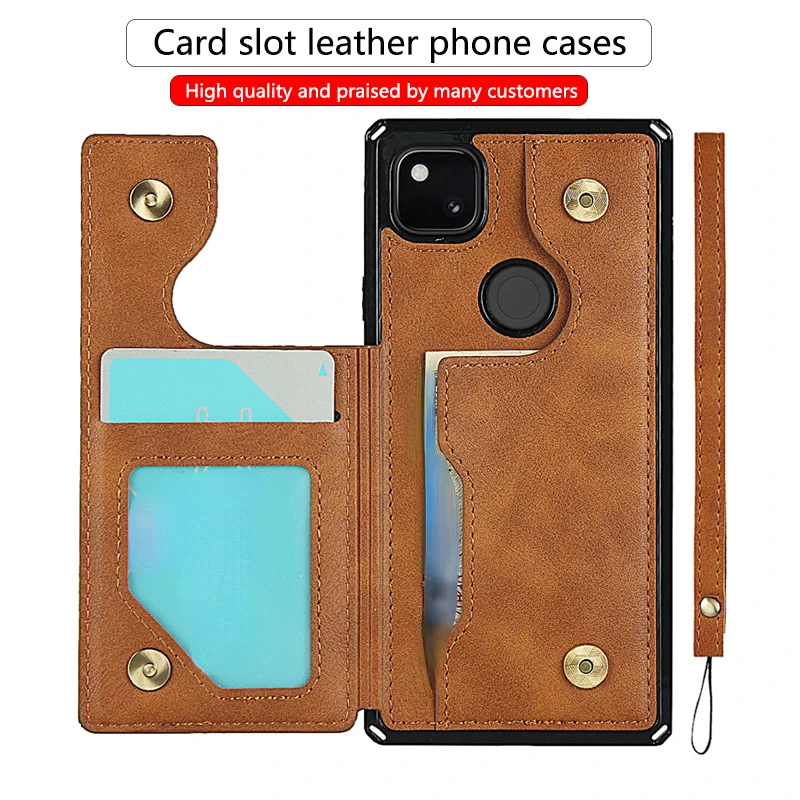 

Чехол Google Pixel 5 с отделением для карт, ударопрочный кожаный чехол для телефона Google Pixel 4A