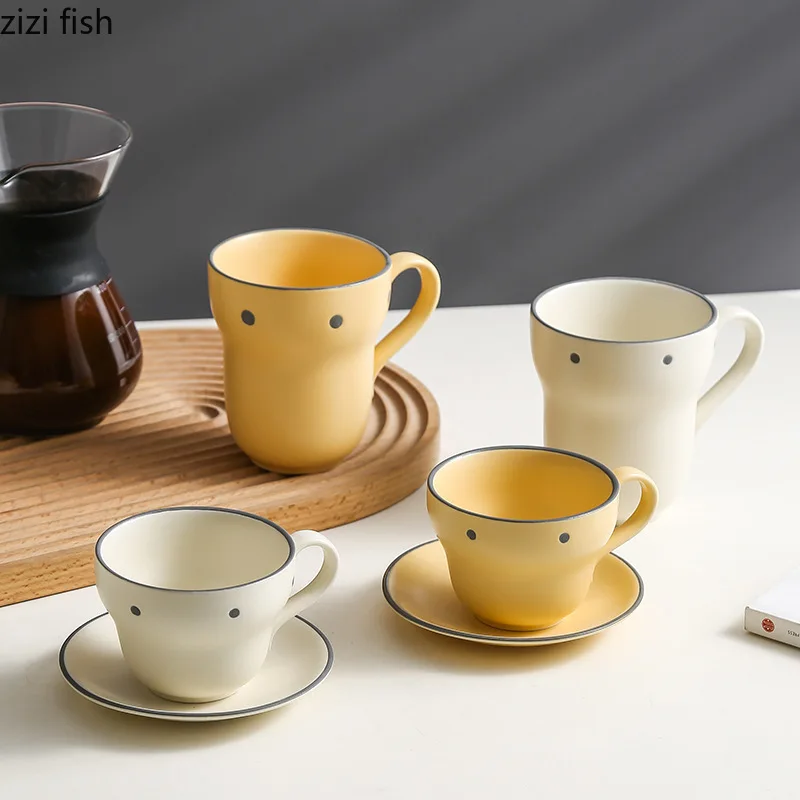 

Керамические чайные кофейные кружки, Минималистичная посуда для напитков, чашки для чая и молока, домашняя кухонная чашка для сока, завтрака, кофейные кружки, блюдце, домашние аксессуары