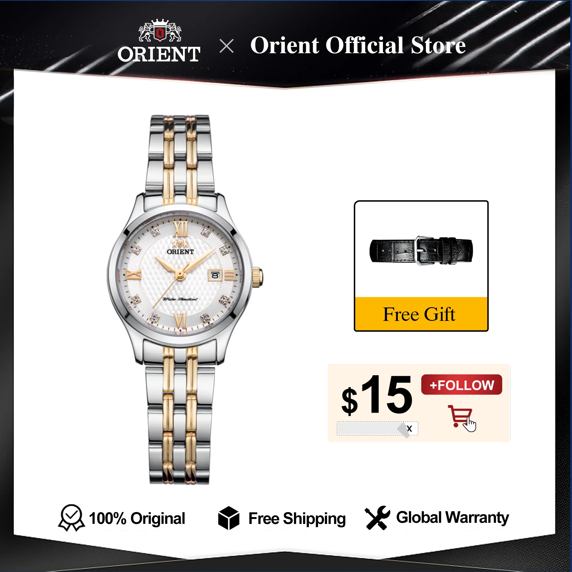Original Orient Quartz Watch for Women, Japanese Watch Ladies Watch Fashion 28mm 3D Dial Sapphire Glass Discontinued Model Sale
