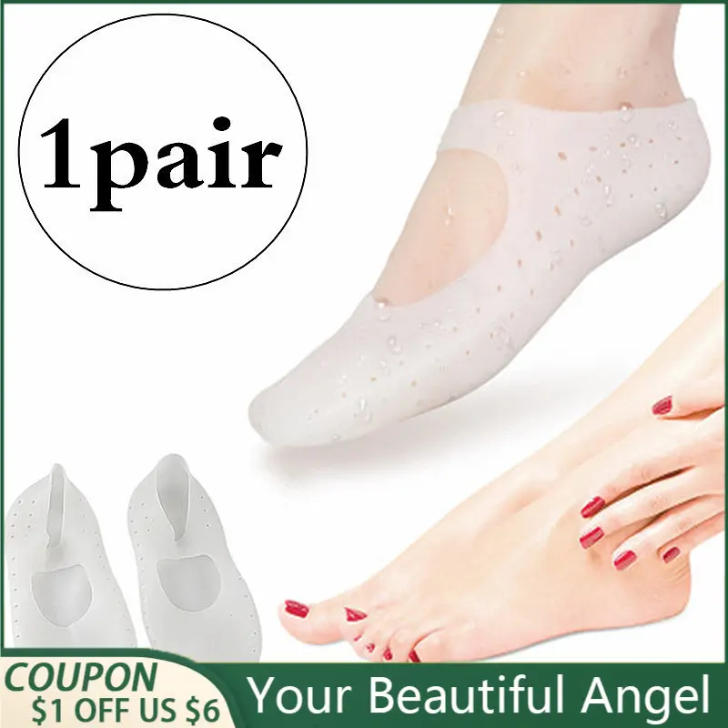 

1 Pair Silicone Foot Care Socks Non-slip Anti Cracking Moisturizing Gel Socks Cracked Dead Skin Remove Protector Pedicure Tools