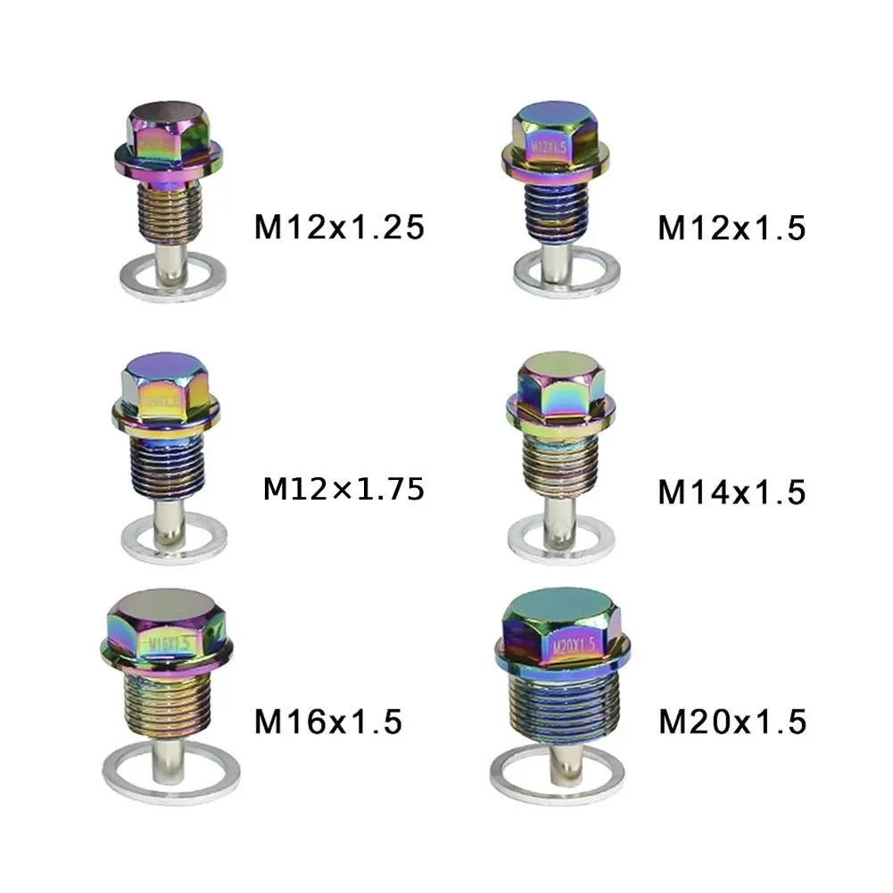 

Titanium Alloy Magnetic Oil Drain Plug For Suzuki Honda1 Ford BMW Renault Alloy Neo Chrome 6 PCS Size Car Small Parts
