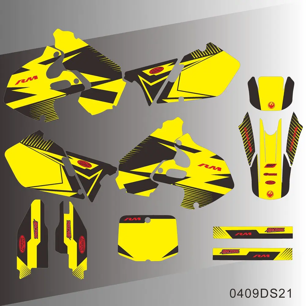 

Графические Наклейки для SUZUKI RM125 RM250 RM 125 RM 250 1999 2000, наклейки на задний фон для мотоцикла с индивидуальным номером
