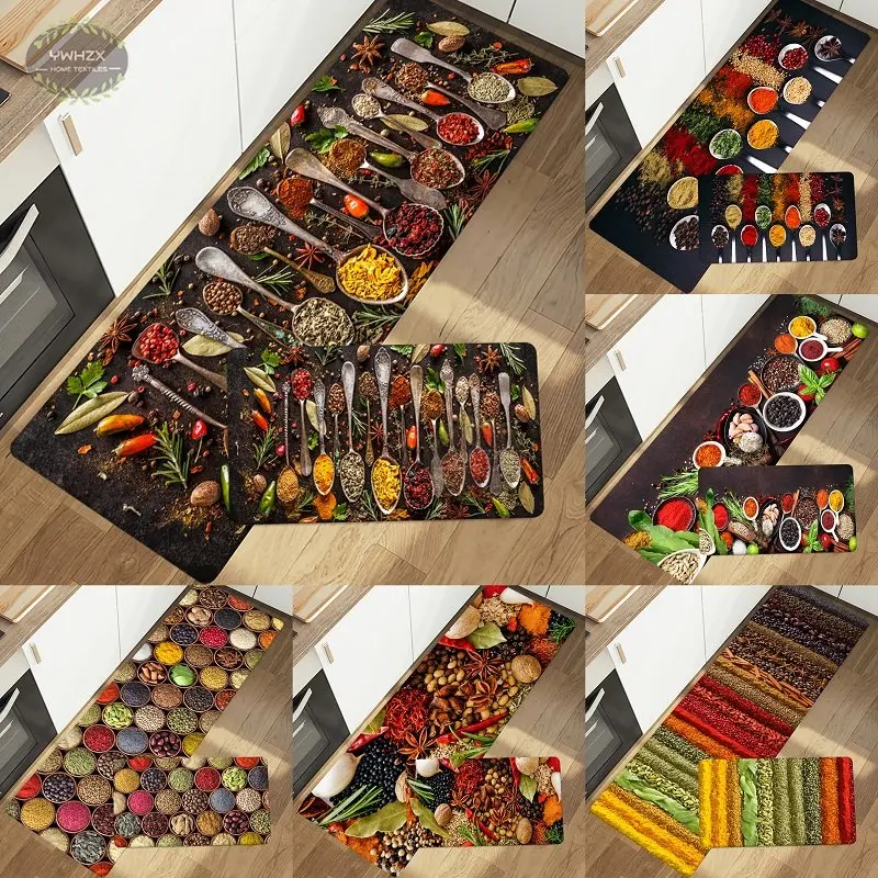 

Kitchen Floor Mats Entrance Doormat Hallway Rug Anti-Slip Living Room Kitchen Flannel Carpet Memory Foam Rugs Bedroom Decor