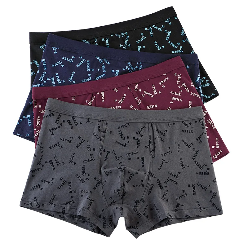 Men's Cotton Printed Underwear Boxers Mid-Waist Pure Cotton Breathable Shorts Boys Boxer Briefs Wholesale