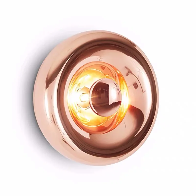 

Round Chorme Rose Gold Wall Lights Glass Parlor Bedroom Wall Sconce Modern Wall Deco Surface Mount Nordic Loft Light Fixtures