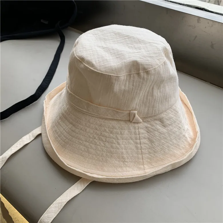 Панама женская с завязкой хлопковая пляжная Складная от солнца большими полями