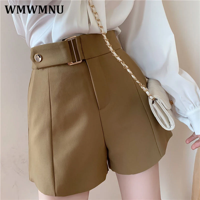 Office Design Baggy High Waist A-line Suit Shorts Women's Casual Korean Stylish Classic Black Wide Leg Short Pants For Female