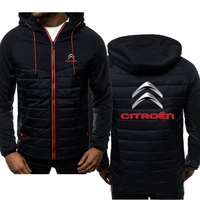 winter mens hoodies citroen logo coat zipper hooded jacket cotton coat slim fit fashion thicken warm outwear man tracksuit