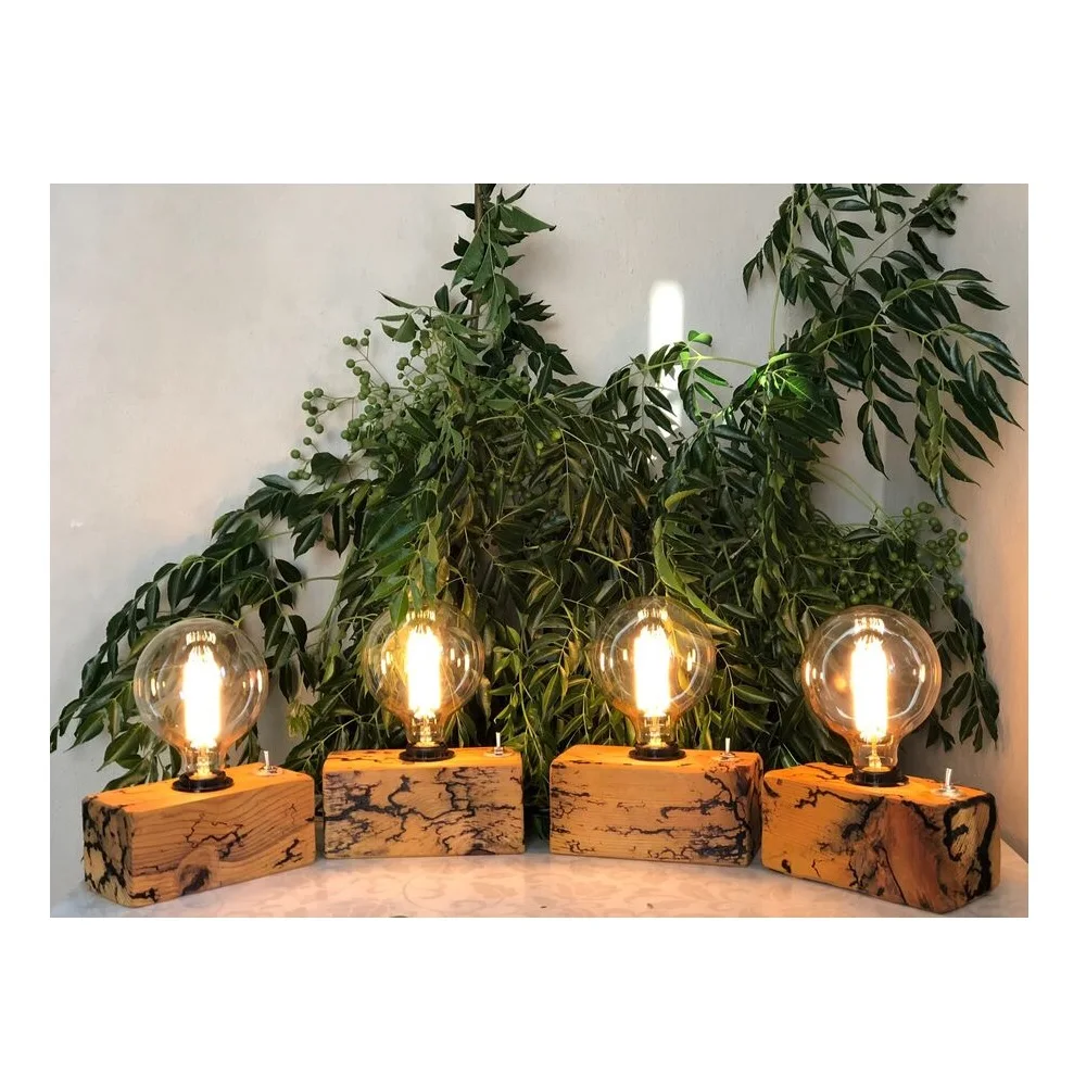 

Vintage Wooden Table Lamp Handmade Retro Decorative Interior Decoration Bedroom Lighting Stylish Rustic Decor Bedside E27 Socket