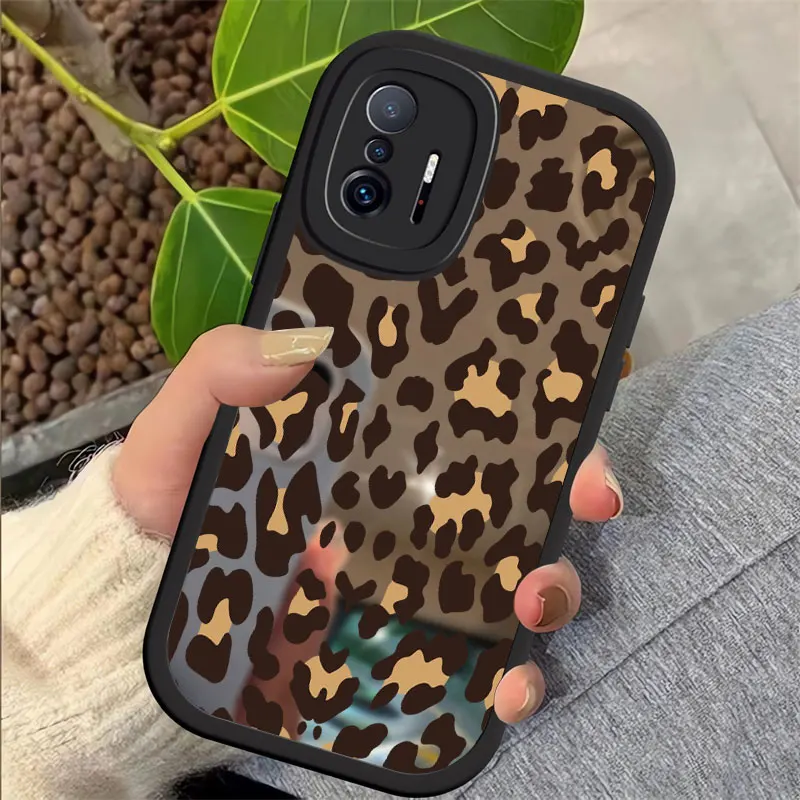 Зеркальный чехол для макияжа Mi 12 Lite 12X 12S Pro Модный с леопардовым рисунком Xiaomi 11T 10T