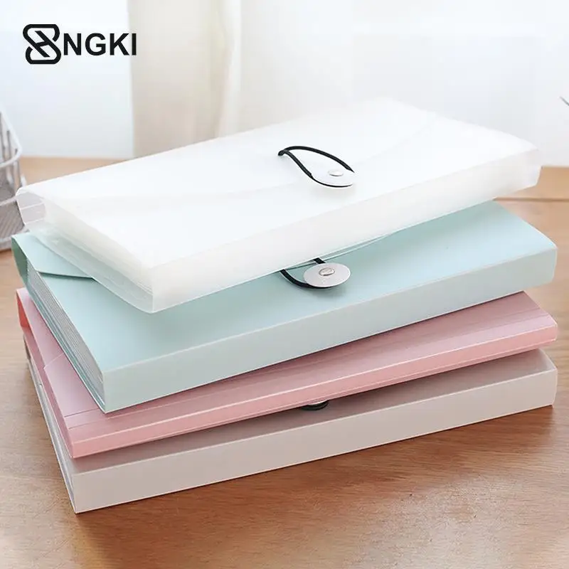 

B5 PP File Bags Storage Folder Multifunction 13 Grids Expanding File Folders Travel Documents Organizer With Stickers 6 Colors