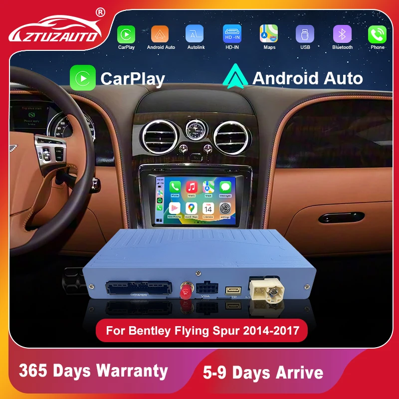 Фото Беспроводной CarPlay для Bentley Flying Spur 2014-2017, Android Auto Airplay, зеркальная связь, модернизированная мультимедийная навигация, обратный ход №1