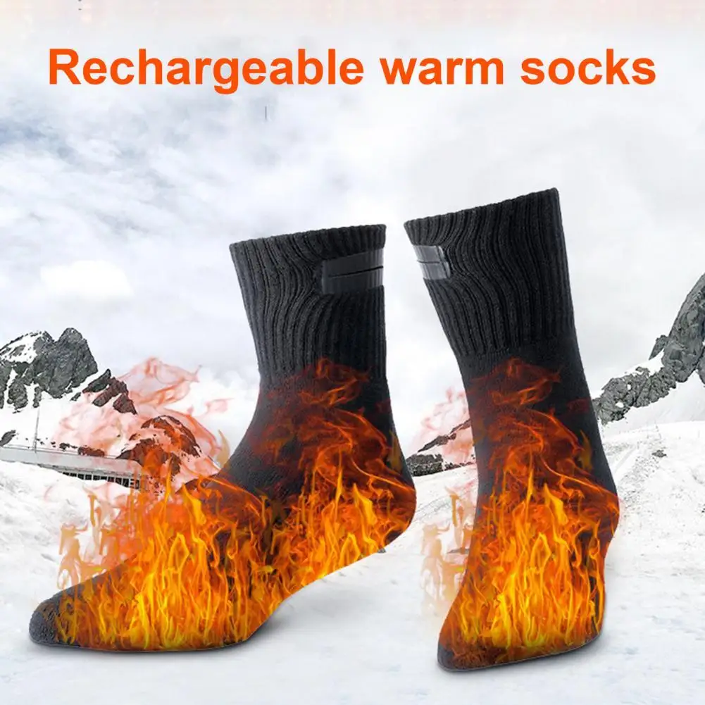1 Set Heated Socks Washable Adjustable Temperature Energy-efficient Thermal Heating Foot Warmer for Cycling