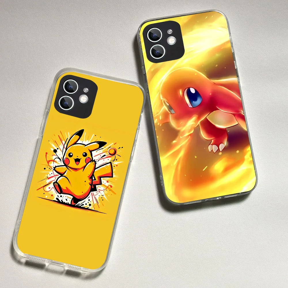 WRA-21 Pokemon Pikachu Transparent Flexible TPU Case For iPhone XS XR 5 6 7 8 SE 11 12 Mini Plus Pro Max