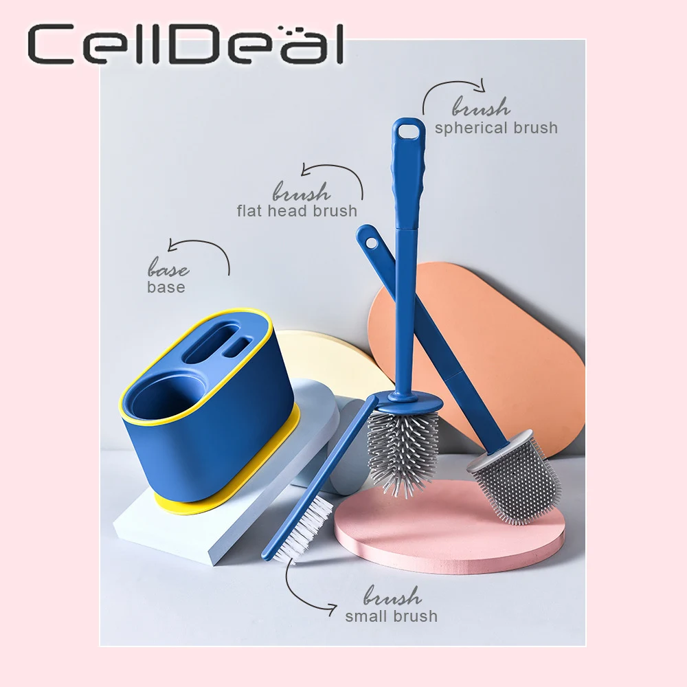 

3 In 1 Toilet Brush With Holder Wall-mounted WC Cleaner TPR Toilet Brush Set Household Cleaning Tool Bathroom Accessories