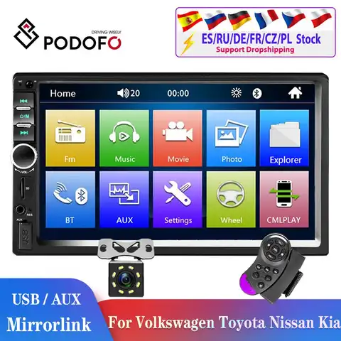 Автомобильный Радио Podofo 2din 2 din Автомобильный мультимедийный плеер 2DIN Авторадио Android Mirrorlink 2din автомобильный стерео MP5 Bluetooth USB FM камера