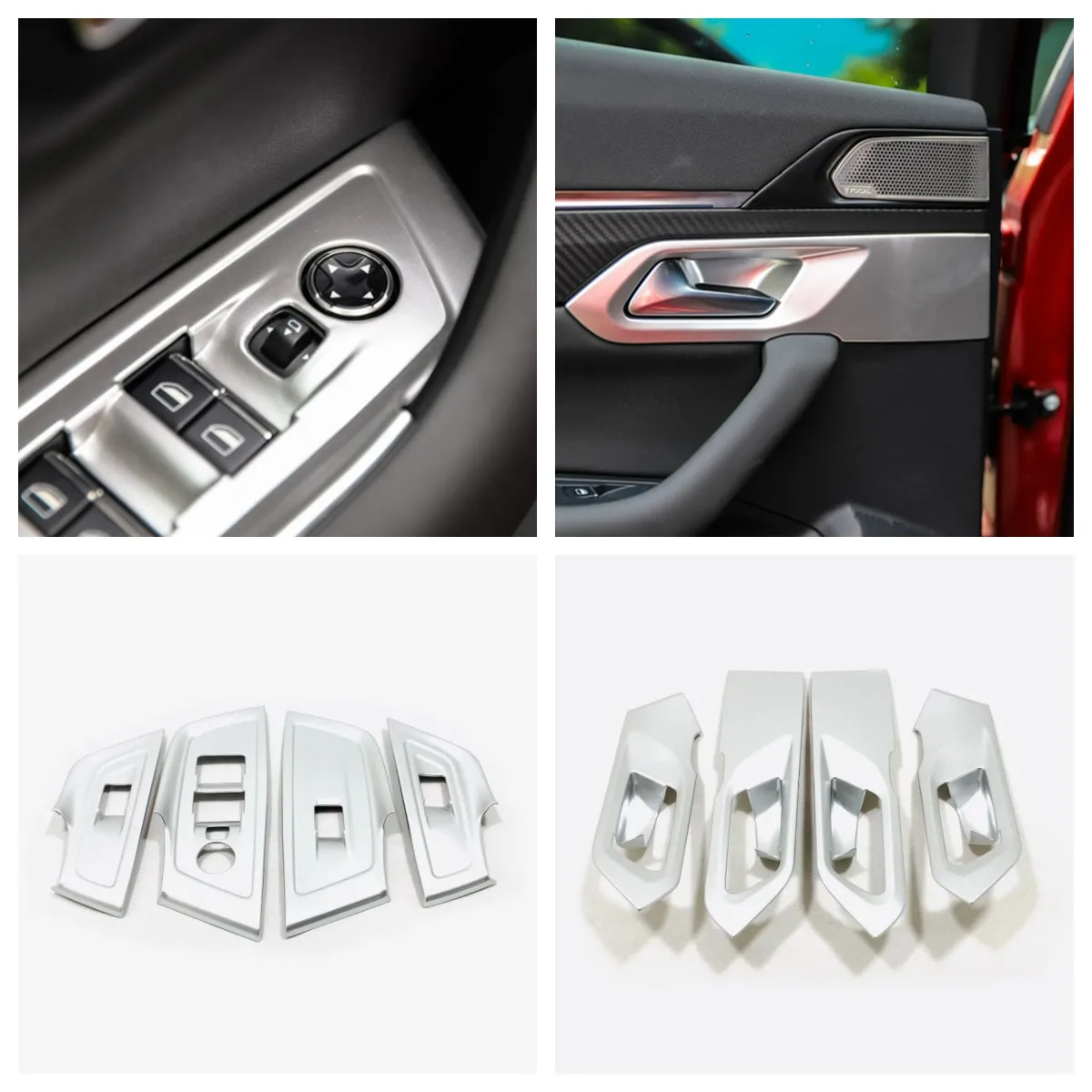 

For Peugeot 508 2019-2022 Accessories LHD Matte Silver Window Switch Control Inner Side Car Door Handle Pull Bowl Cover Trim