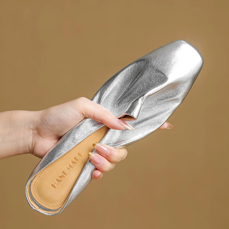 2026 New Summer Women Mules Genuine Leather Shoes for W